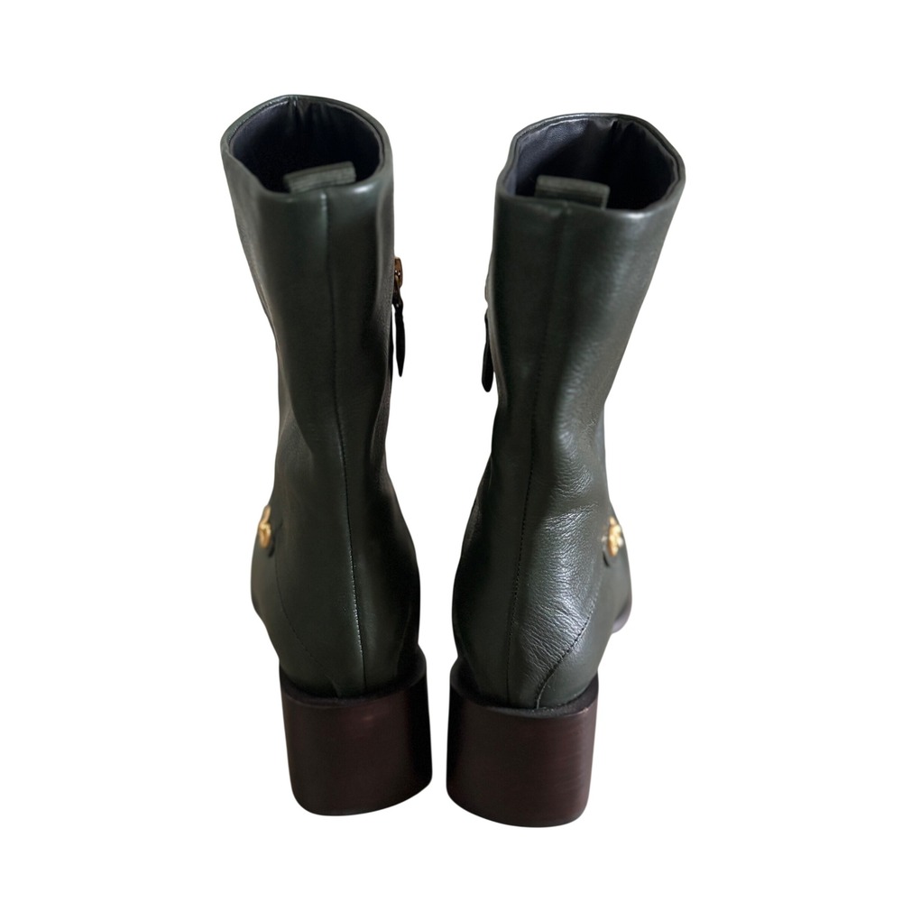 Aerosoles Women's Green Leather Square Toe‎ Block Heel Boot Size 6 - Picture 4 of 9